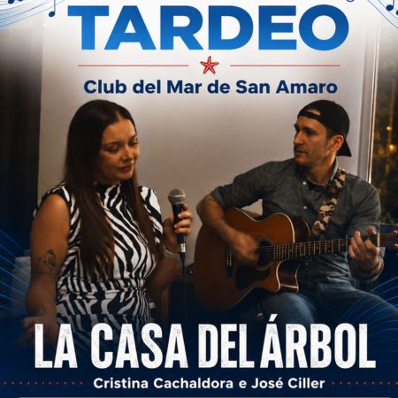 Cartel del novo tardeo con La Casa del Árbol en el Club del Mar de San Amaro el 16 de mayo de 2026