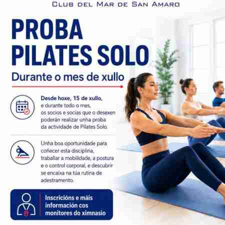 Prueba de Pilates Suelo durante julio en el Club del Mar de San Amaro