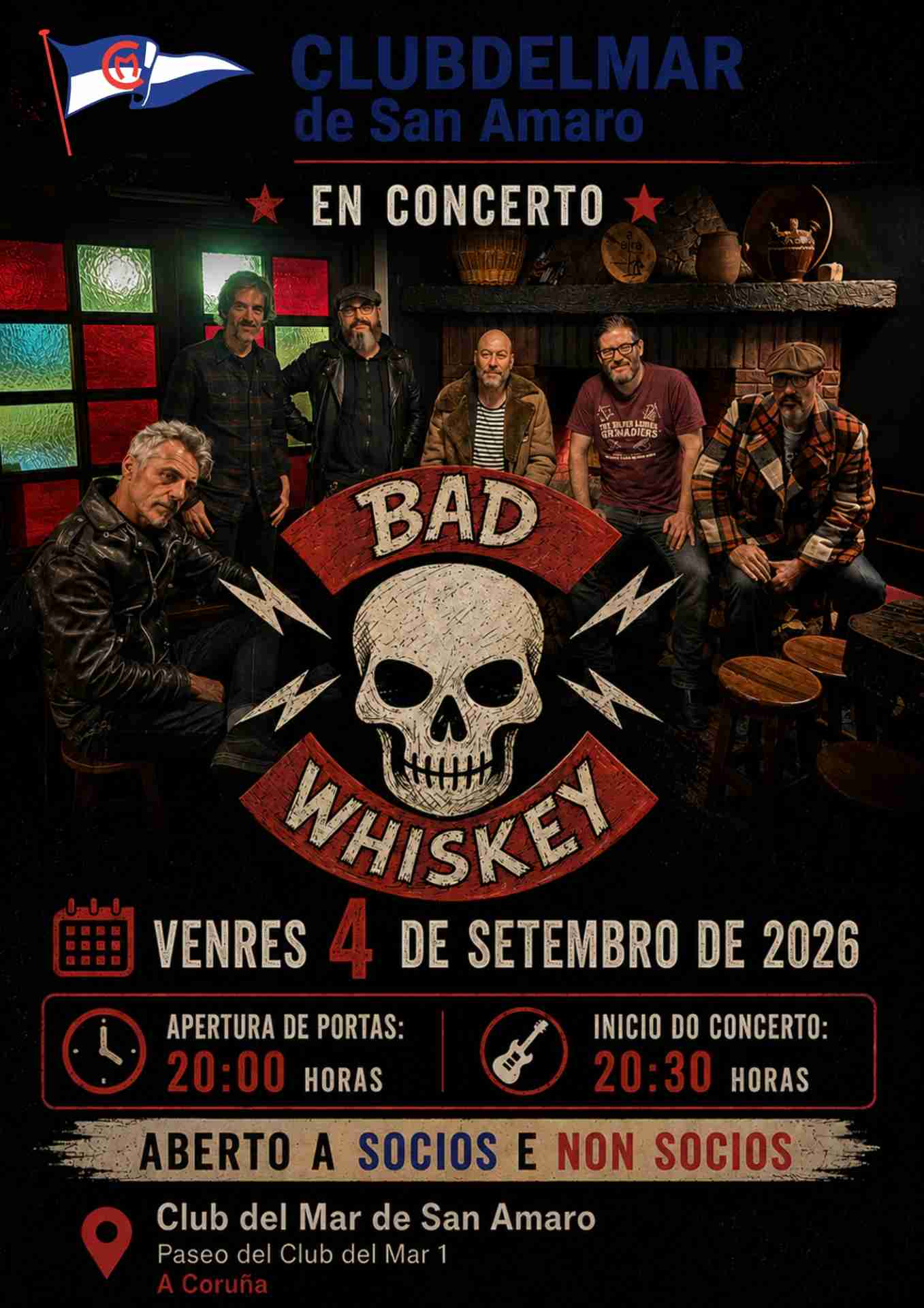 Bad Whiskey, en concierto en el Club del Mar de San Amaro